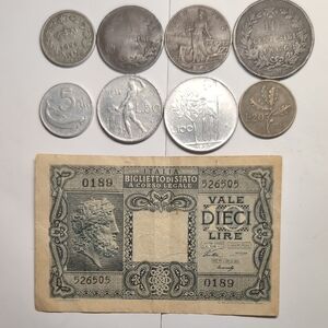 Italian Coin and Banknote Collection 1862 - 1958 Vintage